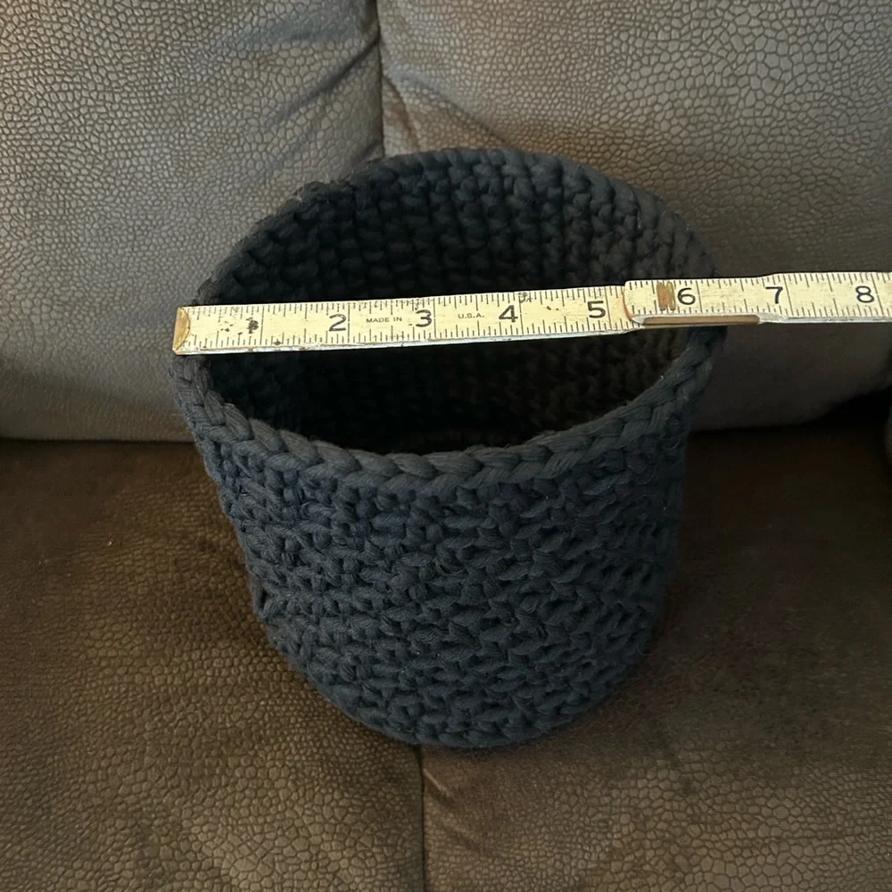 NWT Black Handmade Crocheted Woven Basket